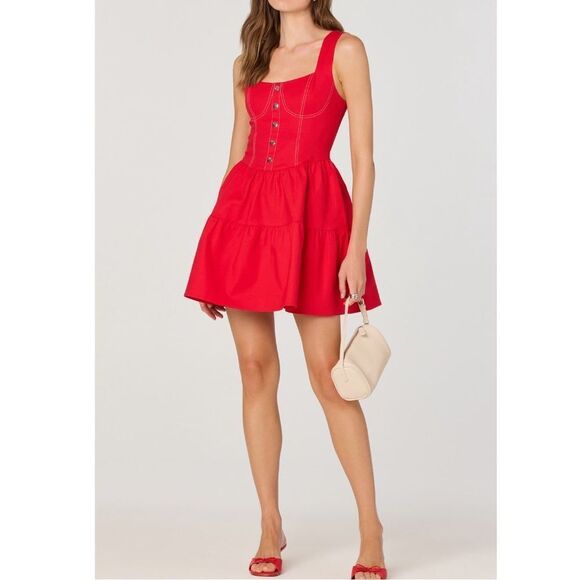 ASTR The Label Tiered Stitch Detail Mini Dress New! - Picture 2 of 13